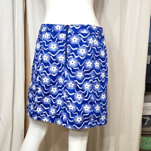 Boden Blue & White Nautical Star Print 6P Cotton & Elastane Skirt - Picture 3 of 10